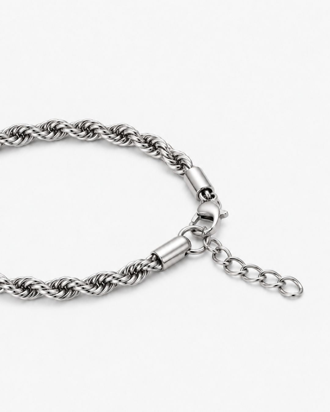 Men’s Stainless Steel Rope Chain Bracelet, 5 mm, Adjustable — Tressé Acier