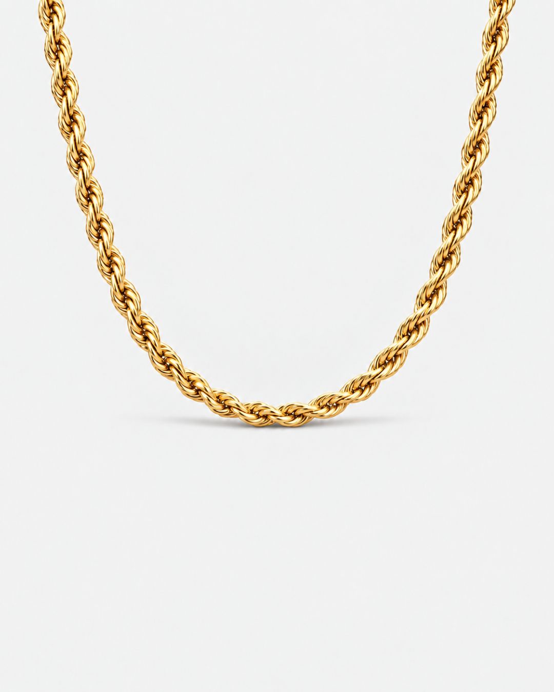 Men’s 18K Gold-Plated Rope Chain Necklace, 5 mm, 50 cm — Tressé Acier