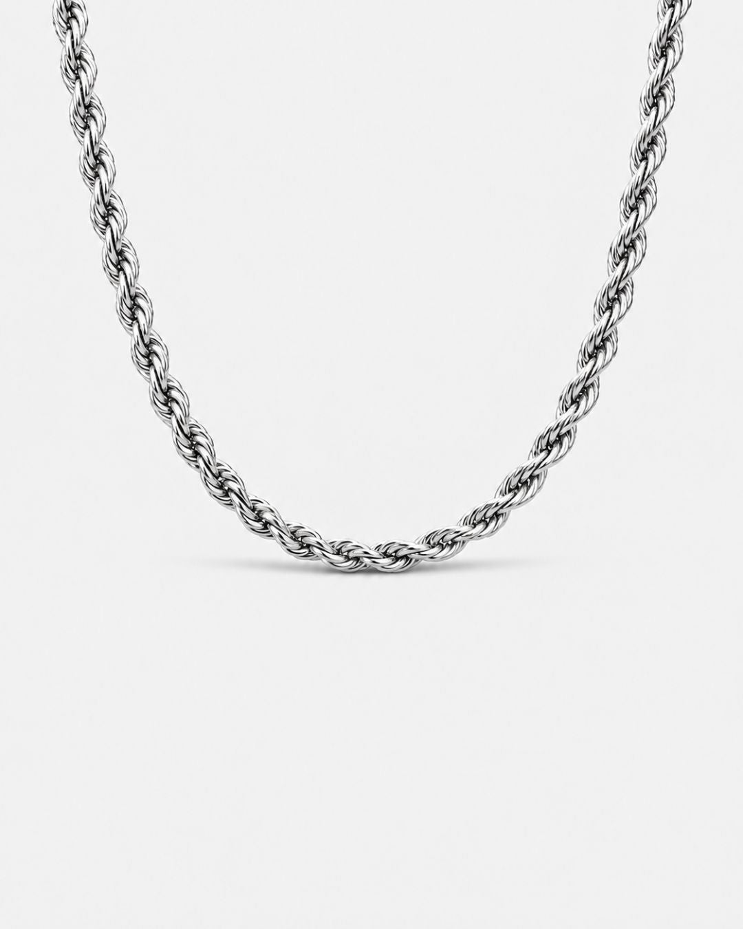 Men’s Stainless Steel Rope Chain Necklace, 5 mm, 50 cm — Tressé Acier