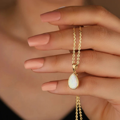Iridescent Teardrop Pendant Necklace — Ocean