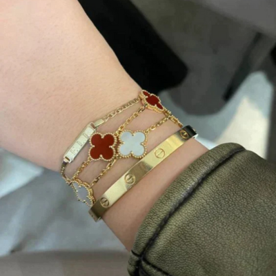 Red Clover Nail and Screw Bracelet Set — Ibiza