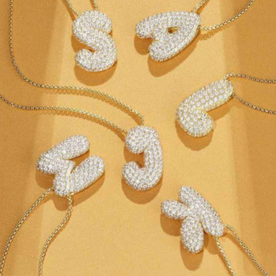 Bubble Initial Crystal Necklace, A–Z, 18 in