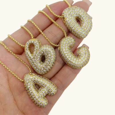 Bubble Initial Crystal Necklace, A–Z, 18 in