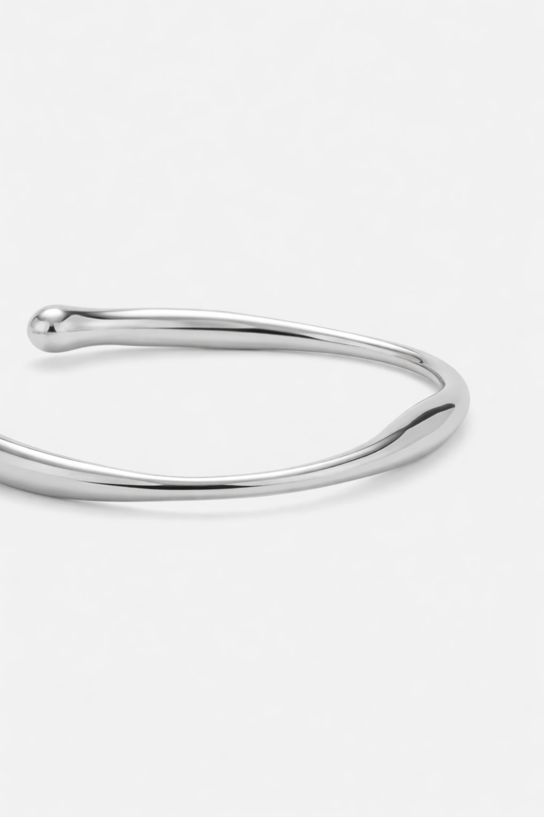 Men’s Slim Wave Adjustable Open Cuff Bracelet, Silver-Plated