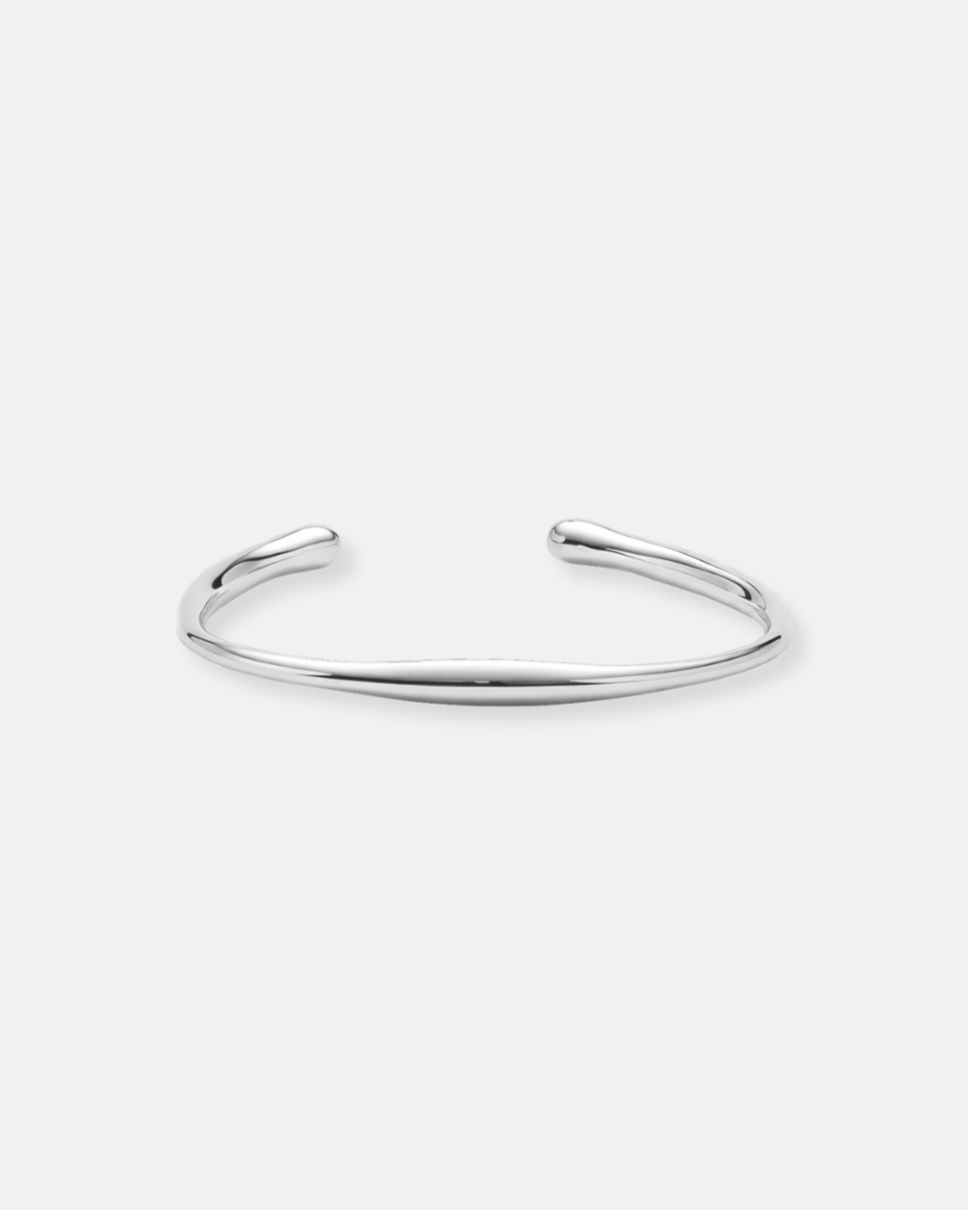 Men’s Slim Wave Adjustable Open Cuff Bracelet, Silver-Plated