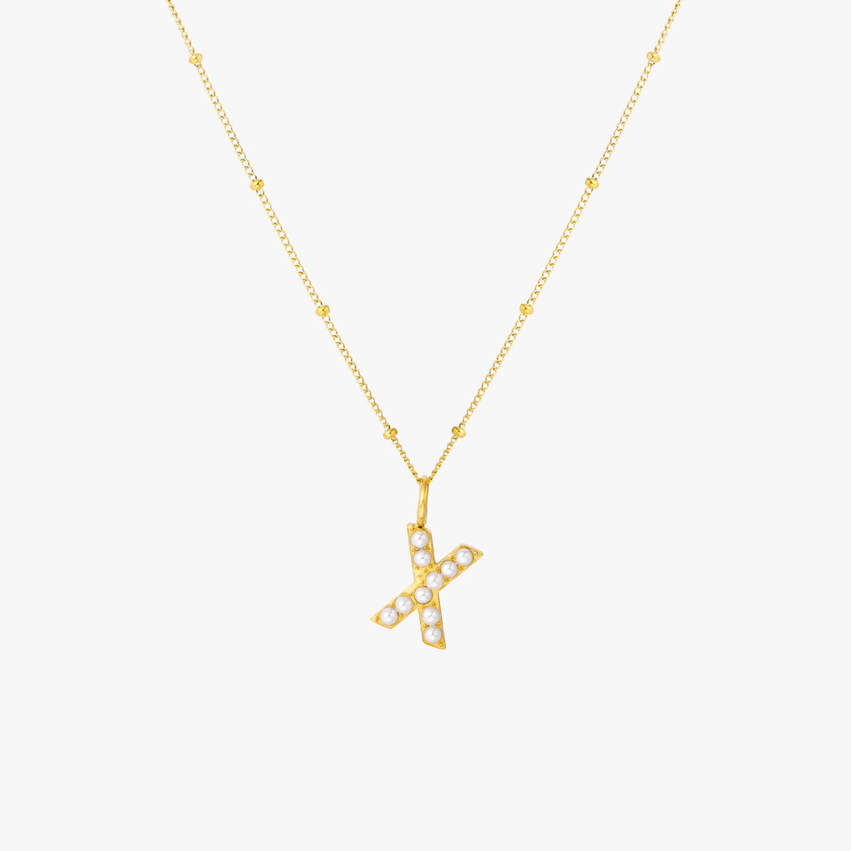 Mother-of-Pearl Initial Necklace, A–Z