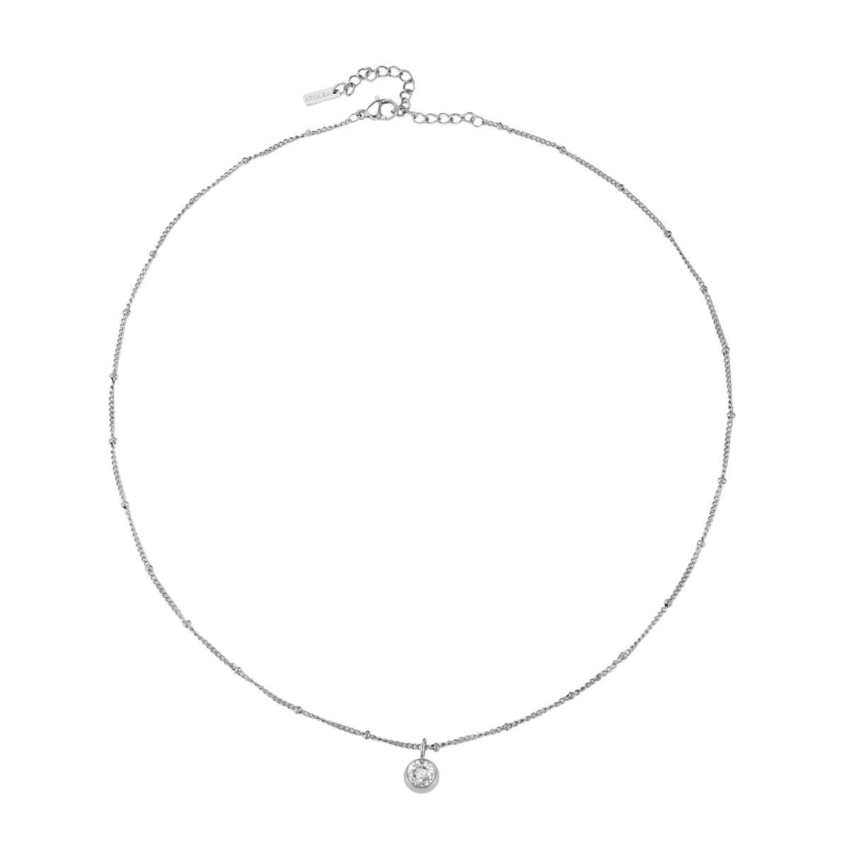Round CZ Birthstone Necklace, 9 mm