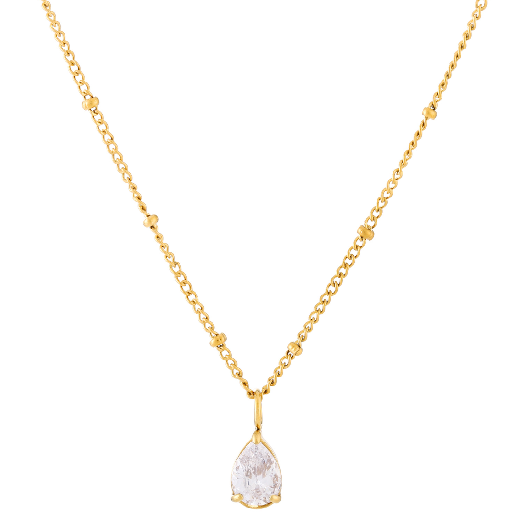 White Teardrop Pendant Necklace — Astra