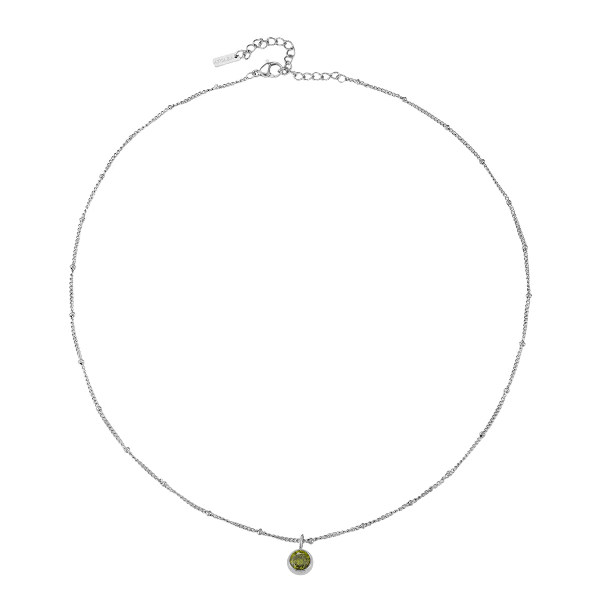 Round CZ Birthstone Necklace, 9 mm