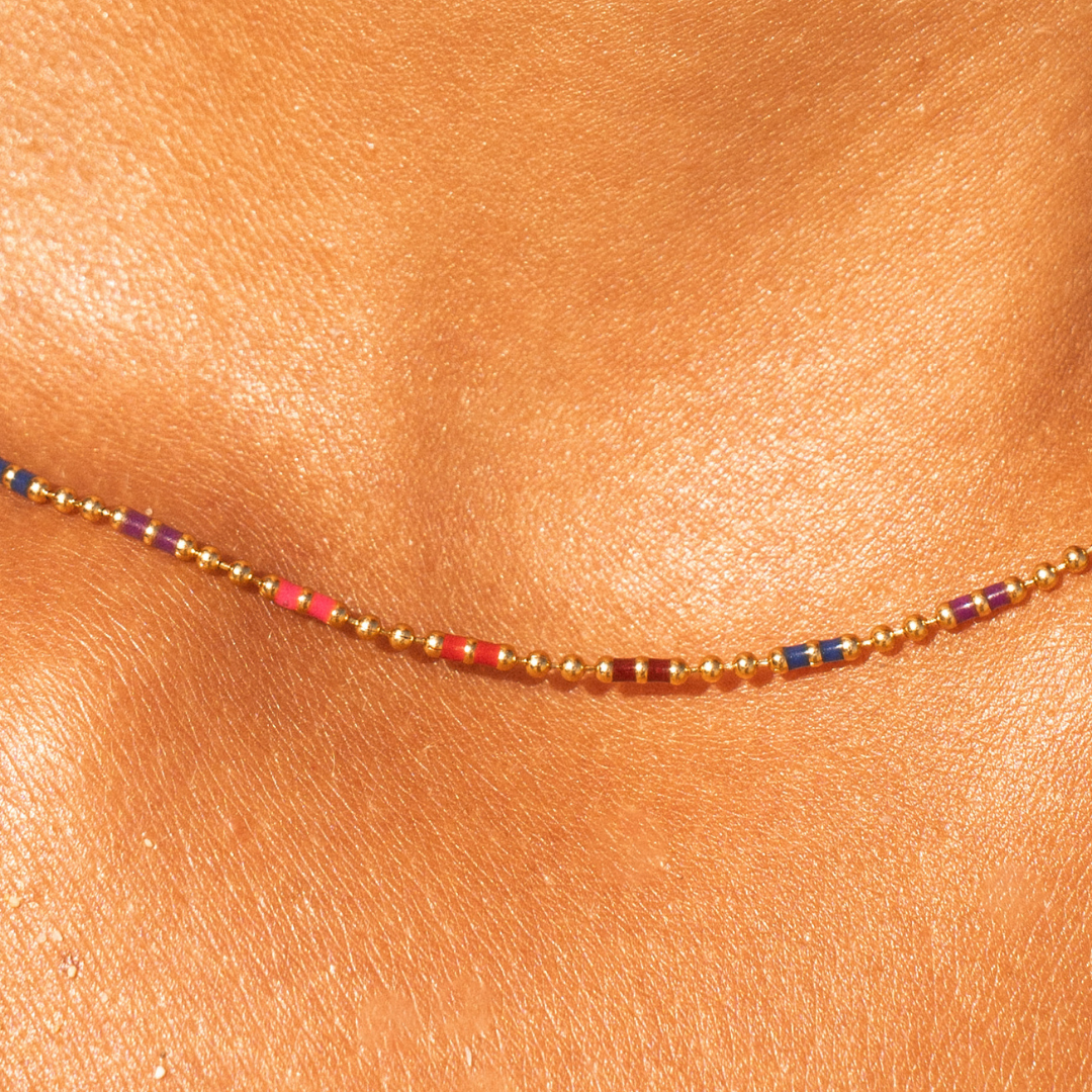 Multicolor Beaded Choker, 39 cm — Bahía