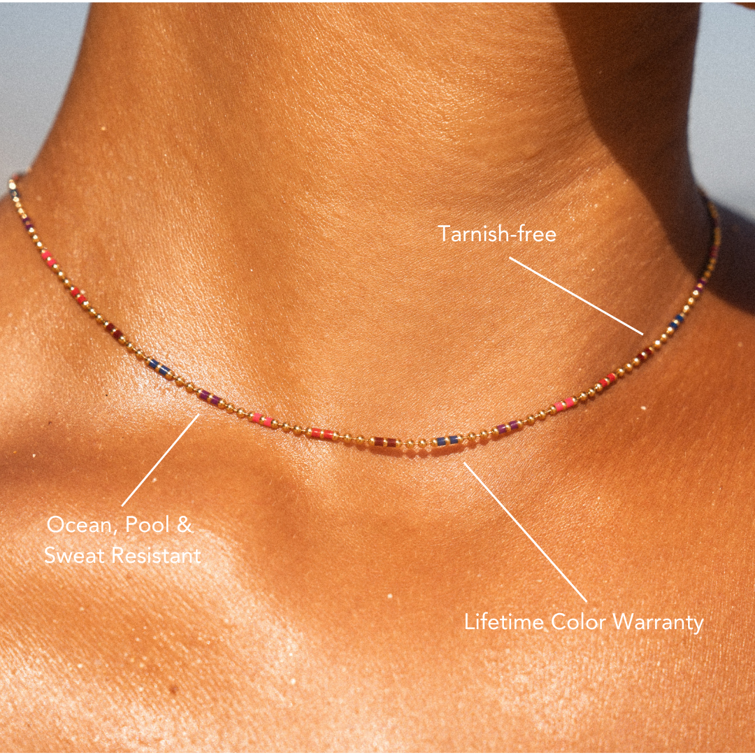 Multicolor Beaded Choker, 39 cm — Bahía