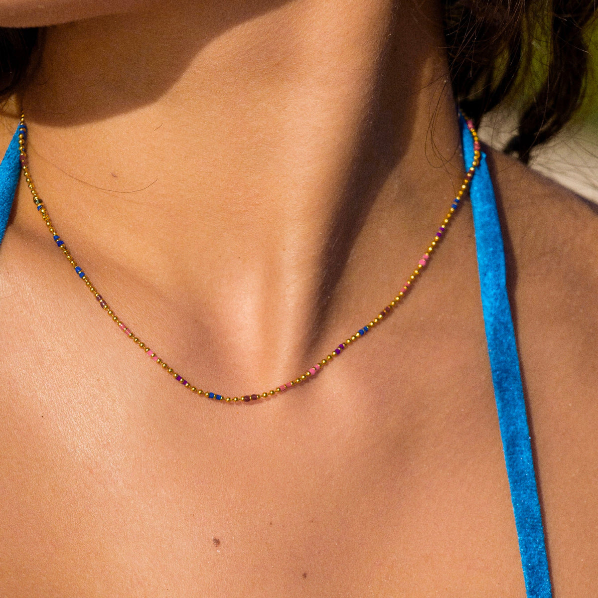 Multicolor Beaded Choker, 39 cm — Bahía