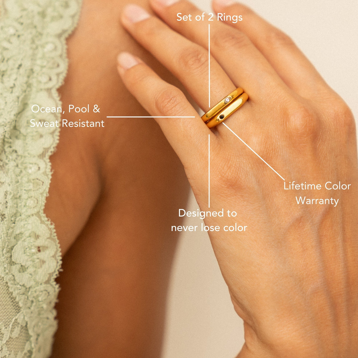 Black and White Zircon Rings Set — Best Friends