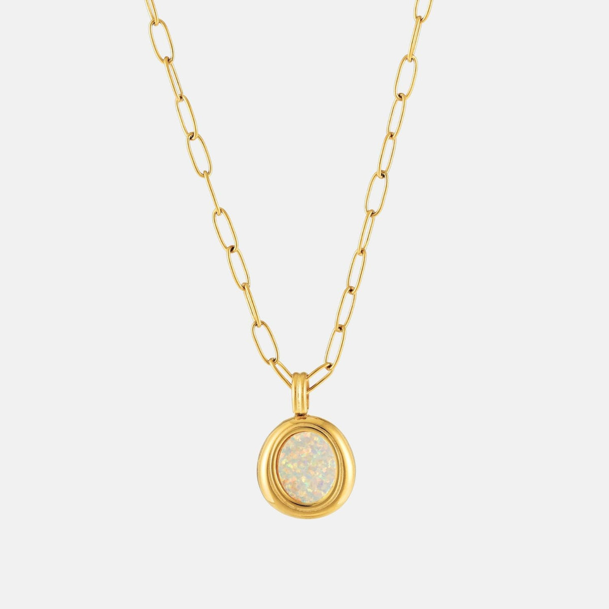 Opal Bezel Paperclip Necklace — Aura
