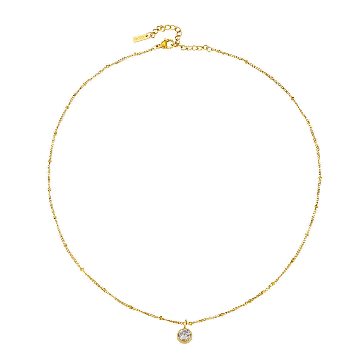 Round CZ Birthstone Necklace, 9 mm