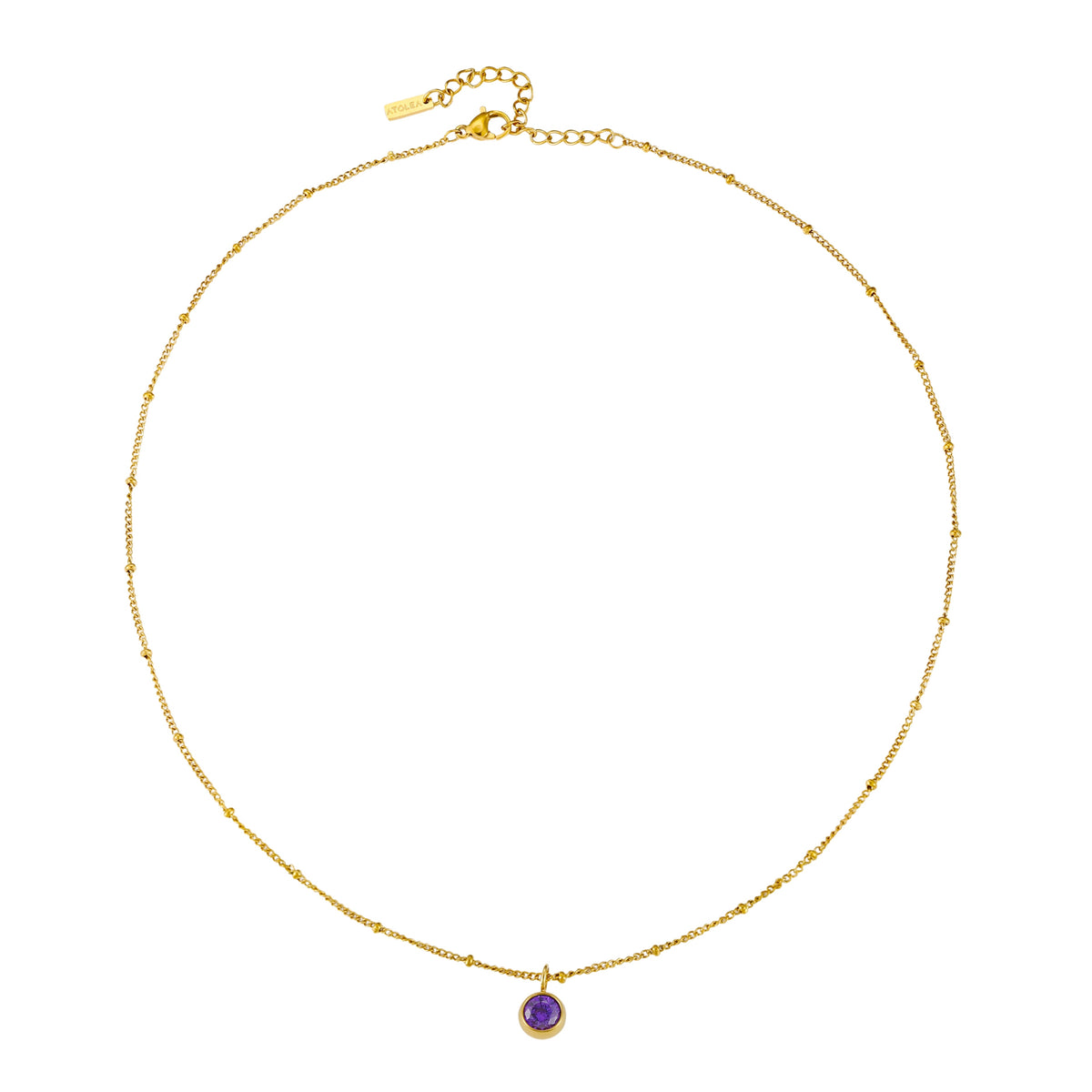 Round CZ Birthstone Necklace, 9 mm