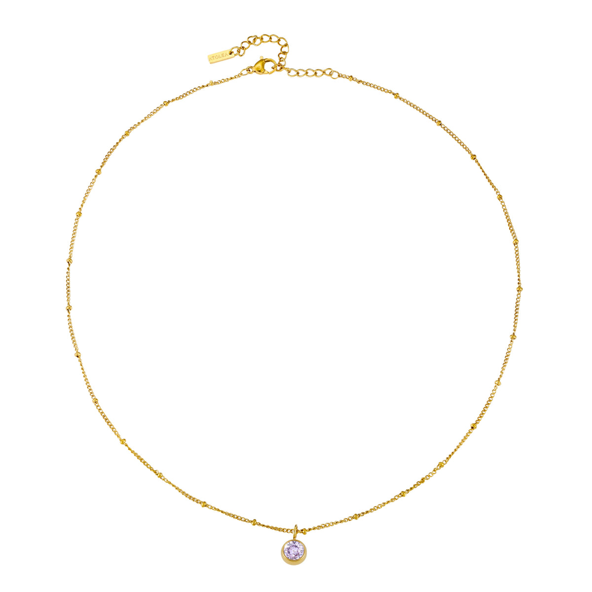 Round CZ Birthstone Necklace, 9 mm
