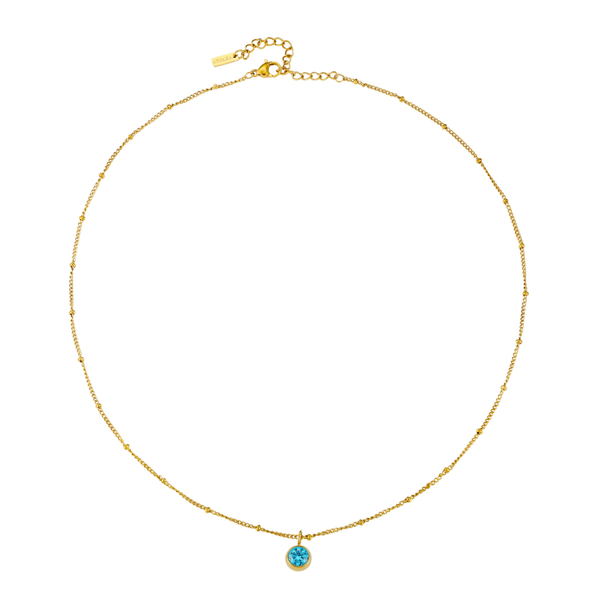 Round CZ Birthstone Necklace, 9 mm