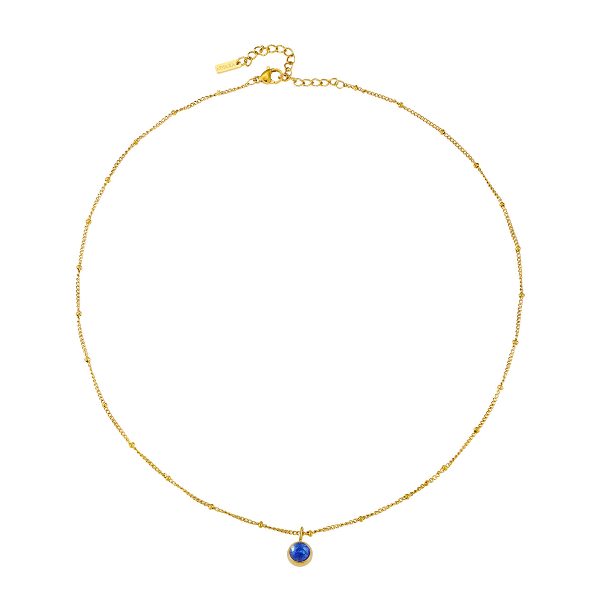 Round CZ Birthstone Necklace, 9 mm