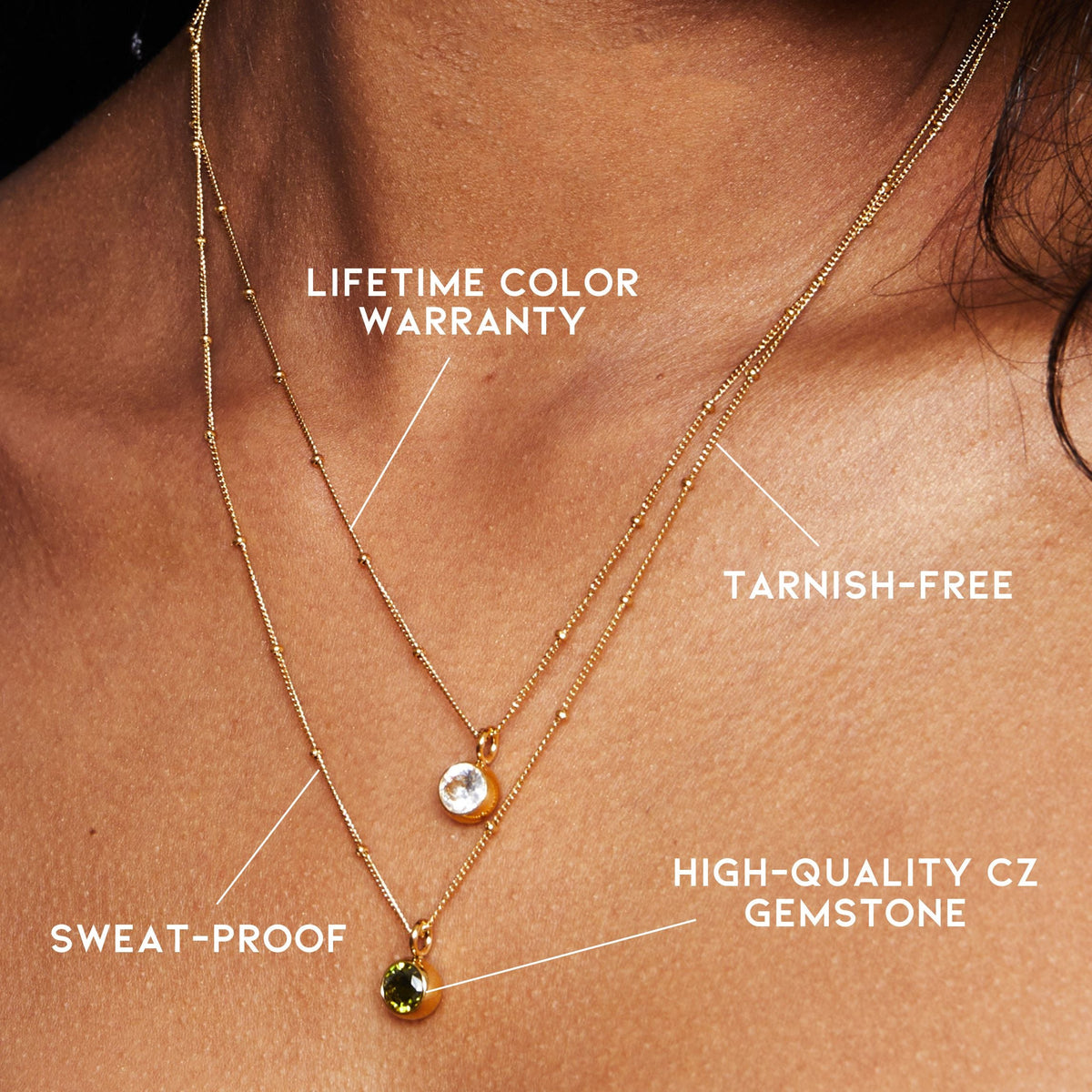 Round CZ Birthstone Necklace, 9 mm