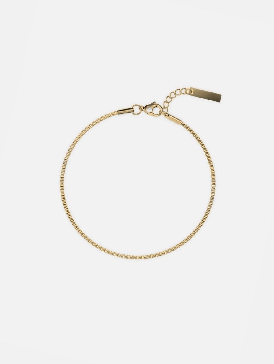 Men’s Box Chain Bracelet, 18K Gold-Plated Steel, Adjustable