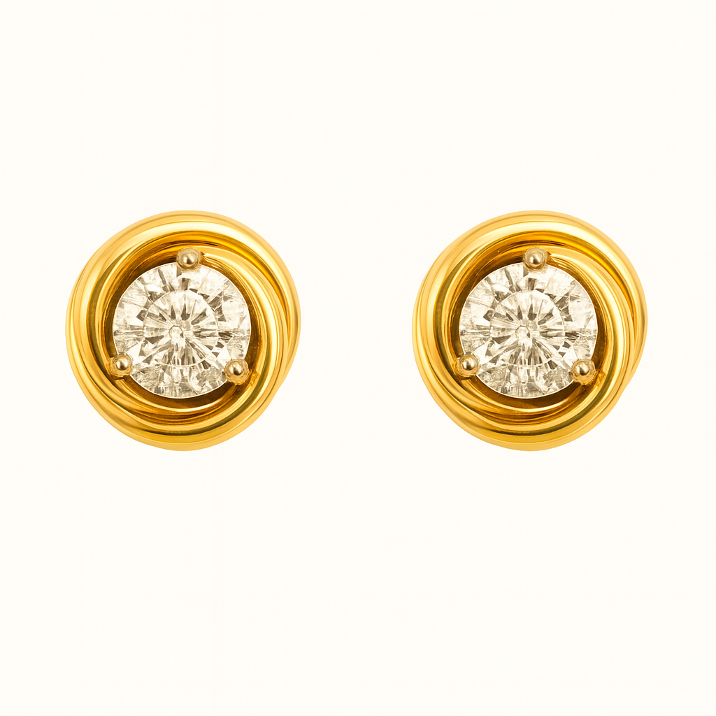 Round Crystal Knot Stud Earrings — Trinity