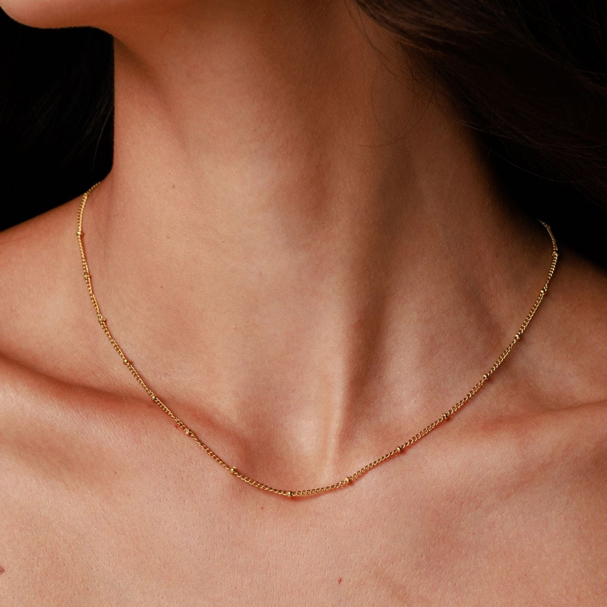 Fine Bead Station Choker, 39 cm — Capri