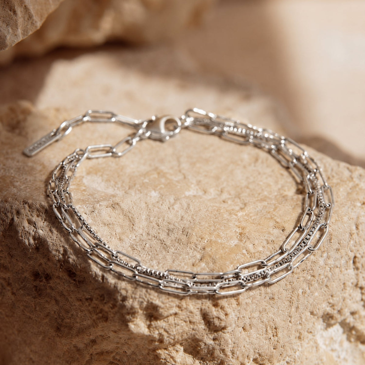 Triple Layered Chain Bracelet, Stainless Steel