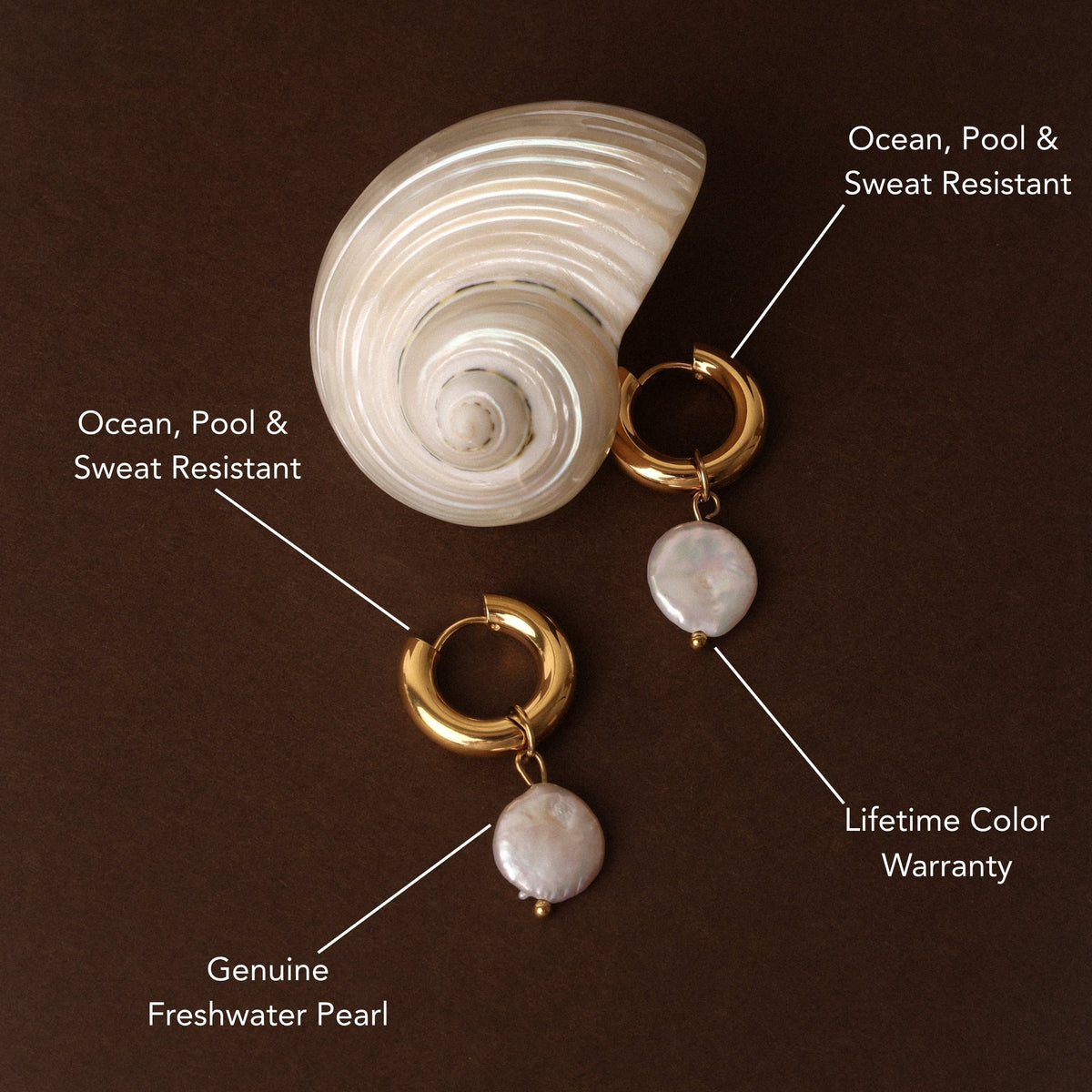 Chunky Freshwater Pearl Hoop Earrings, 18 mm
