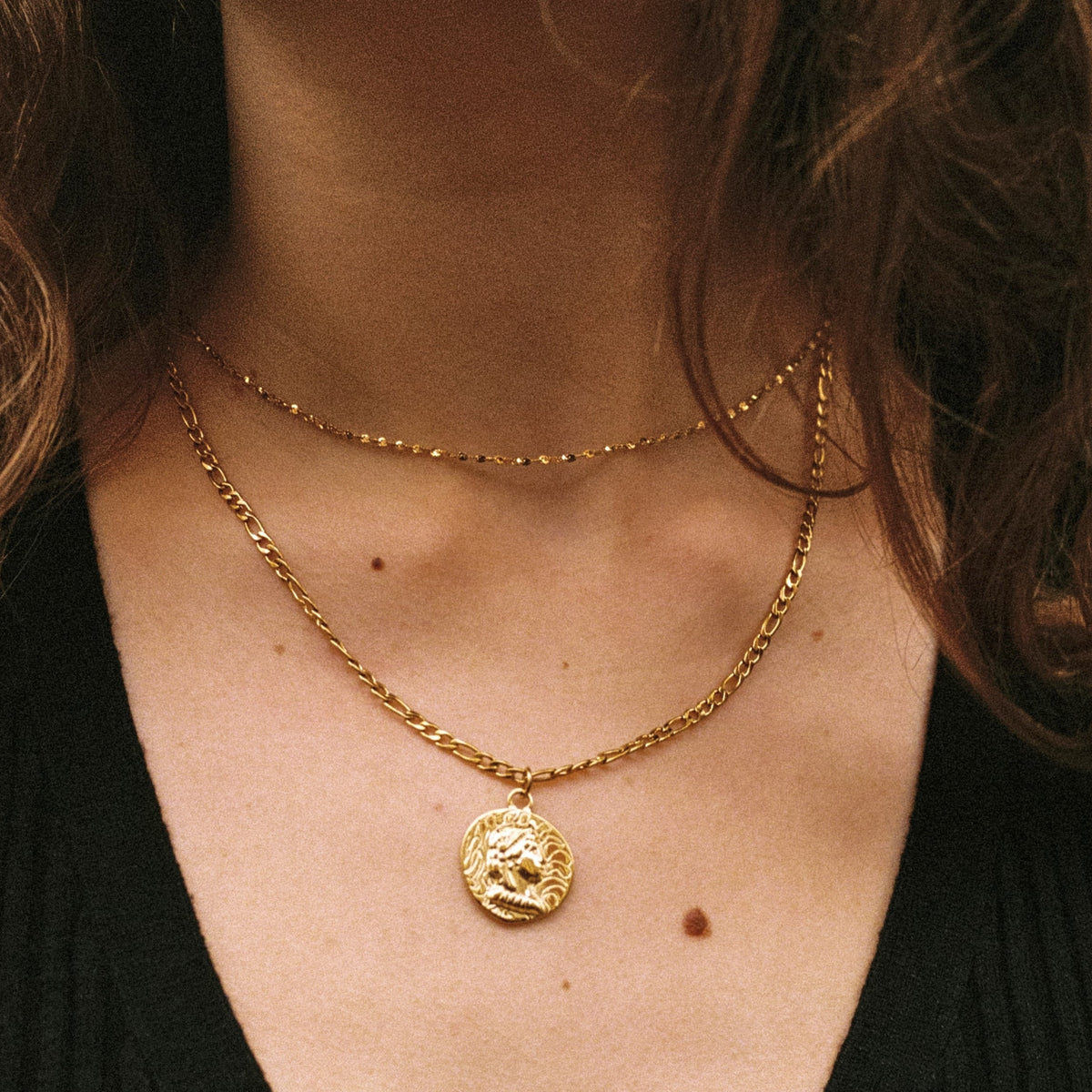 Roman Coin Pendant Necklace, Steel — Roma