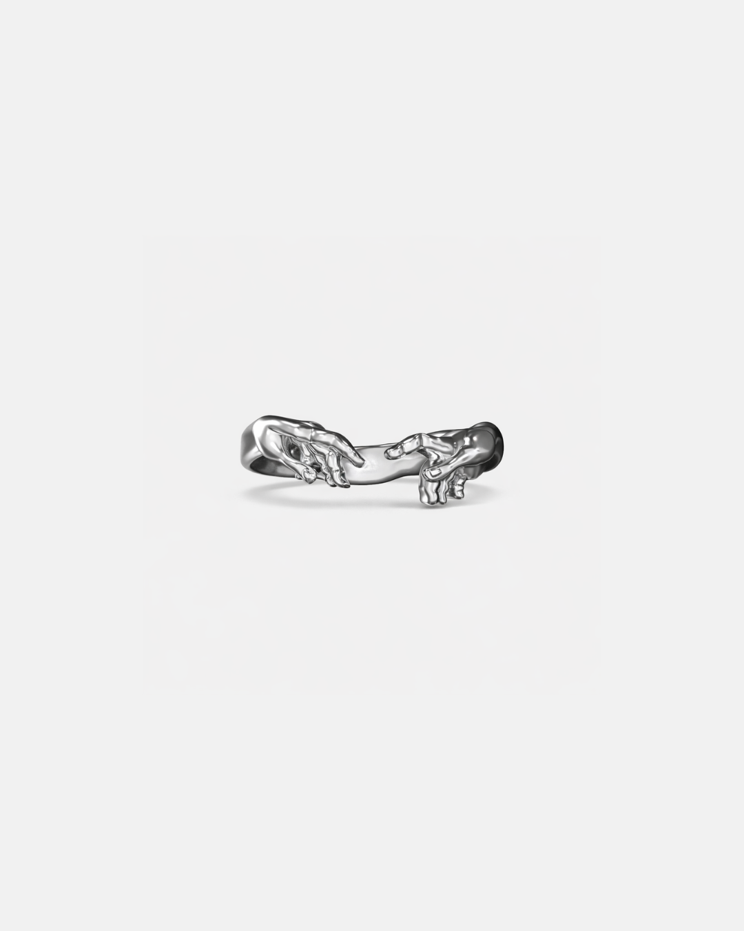 Creation of Adam Adjustable Hands Ring, Silver-Plated
