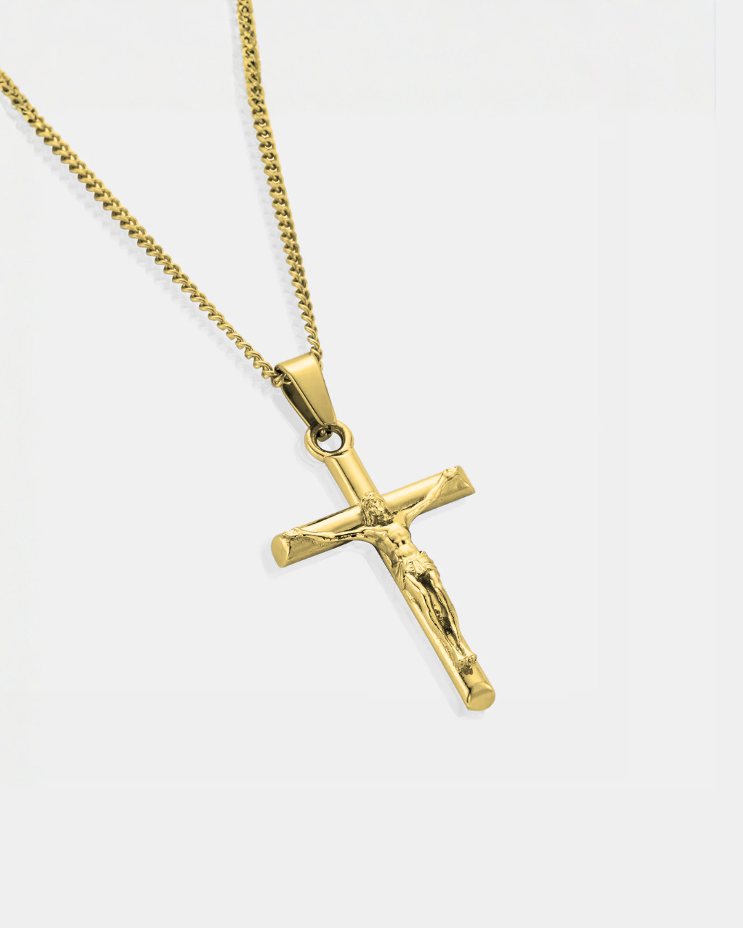 Men’s Crucifix Pendant Rope Necklace, Gold-Tone Steel