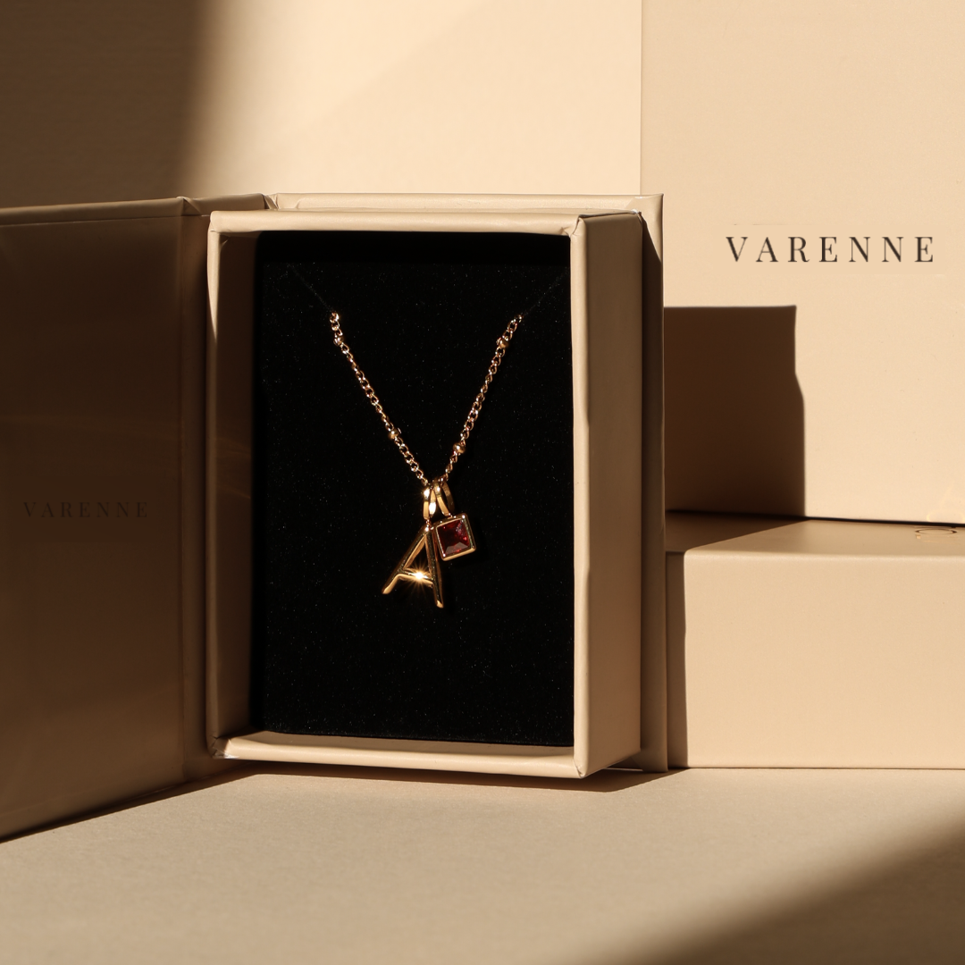 Initial & Birthstone Charm Necklace