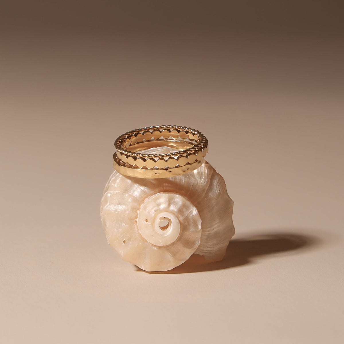 Three Textured Stacking Rings Set — Daily