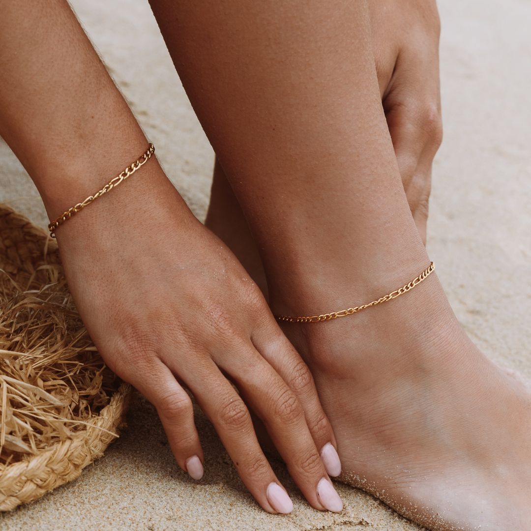 Figaro Chain Anklet, 3 mm, Steel — Amalfi