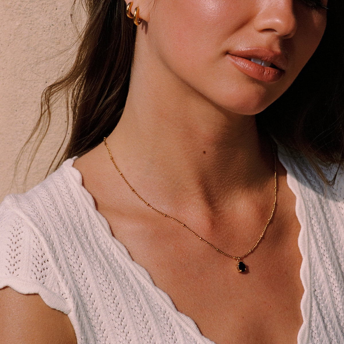 Oval Black Cubic Zirconia Pendant Necklace