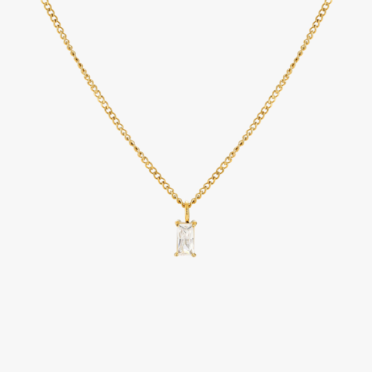Clear Rectangular Pendant Necklace, 45 cm — Glow