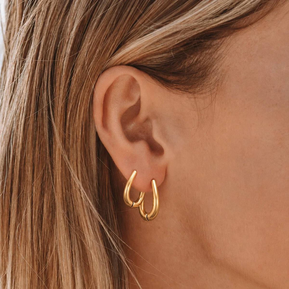 Teardrop Hoop Earrings, 17.5 mm, Steel