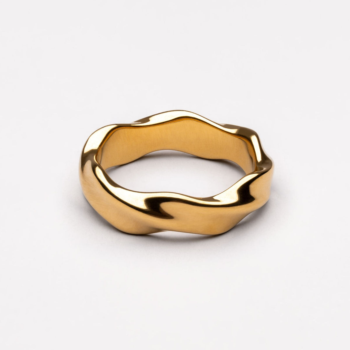 Sculpted Wavy Band Ring, Steel — Dune