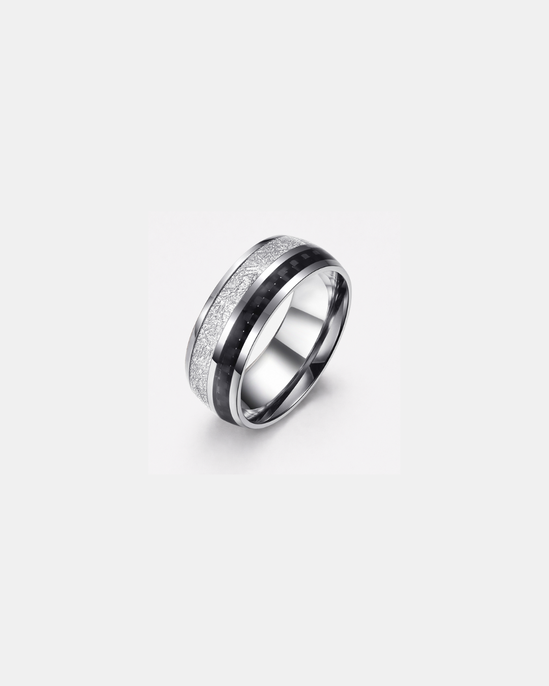 Men’s 8 mm Tungsten Carbide Band Ring with Black Carbon Fiber Inlay