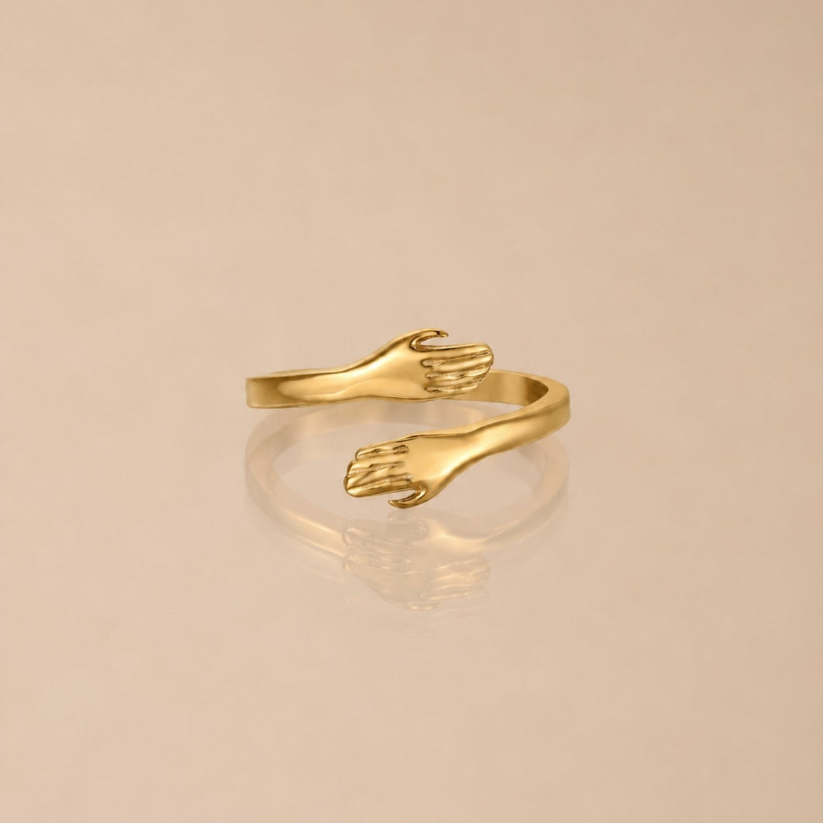Adjustable Hug Hands Ring, Steel — Embrace