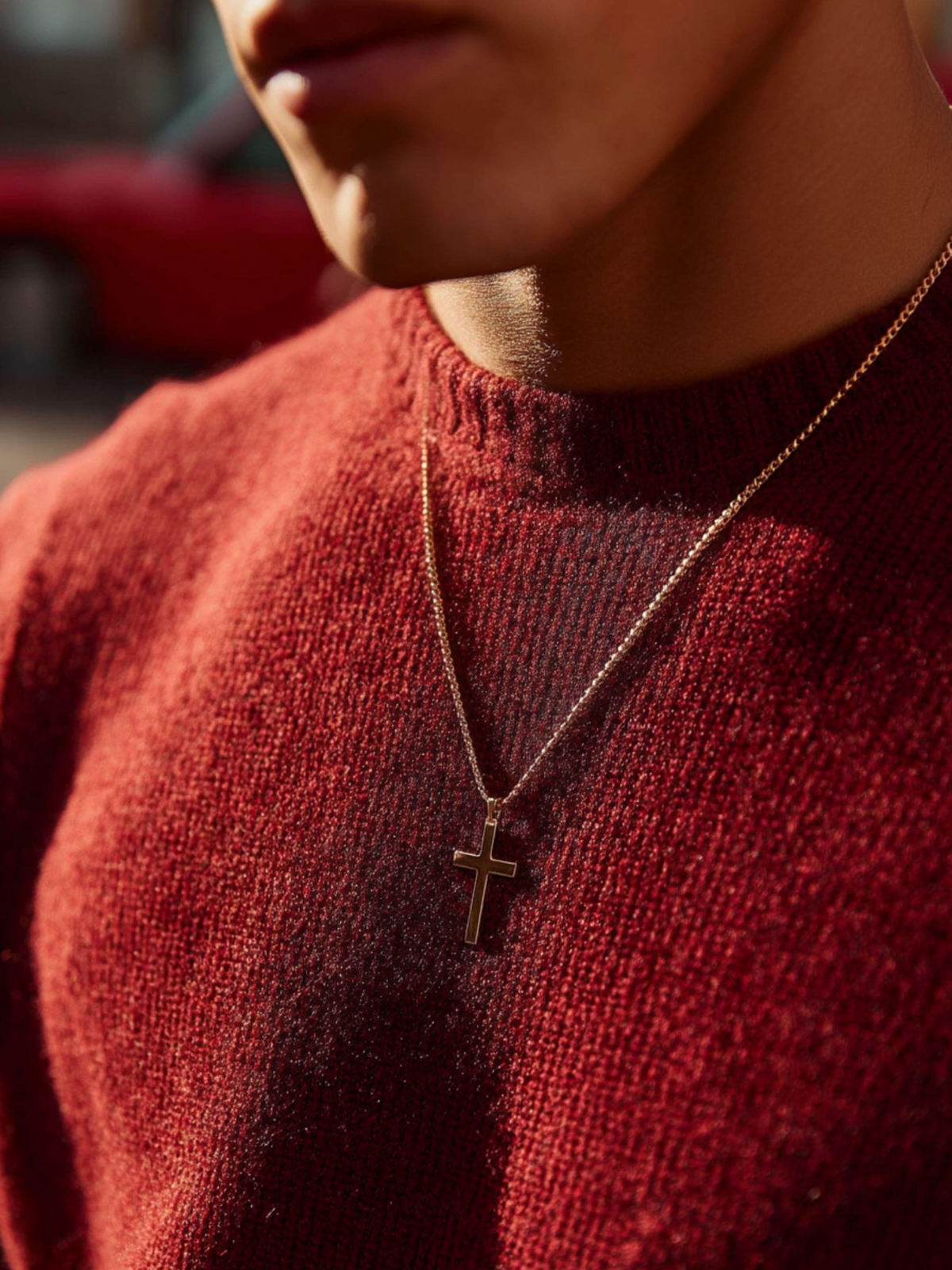 Men’s Cross Pendant Necklace, 60 cm, 14K Gold-Plated