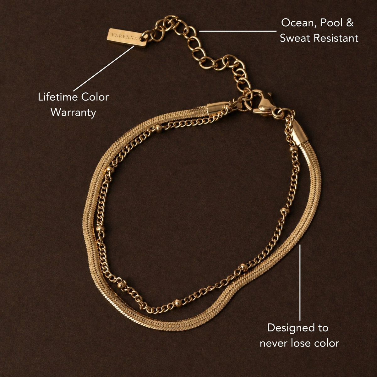 Herringbone and Beaded Layered Bracelet