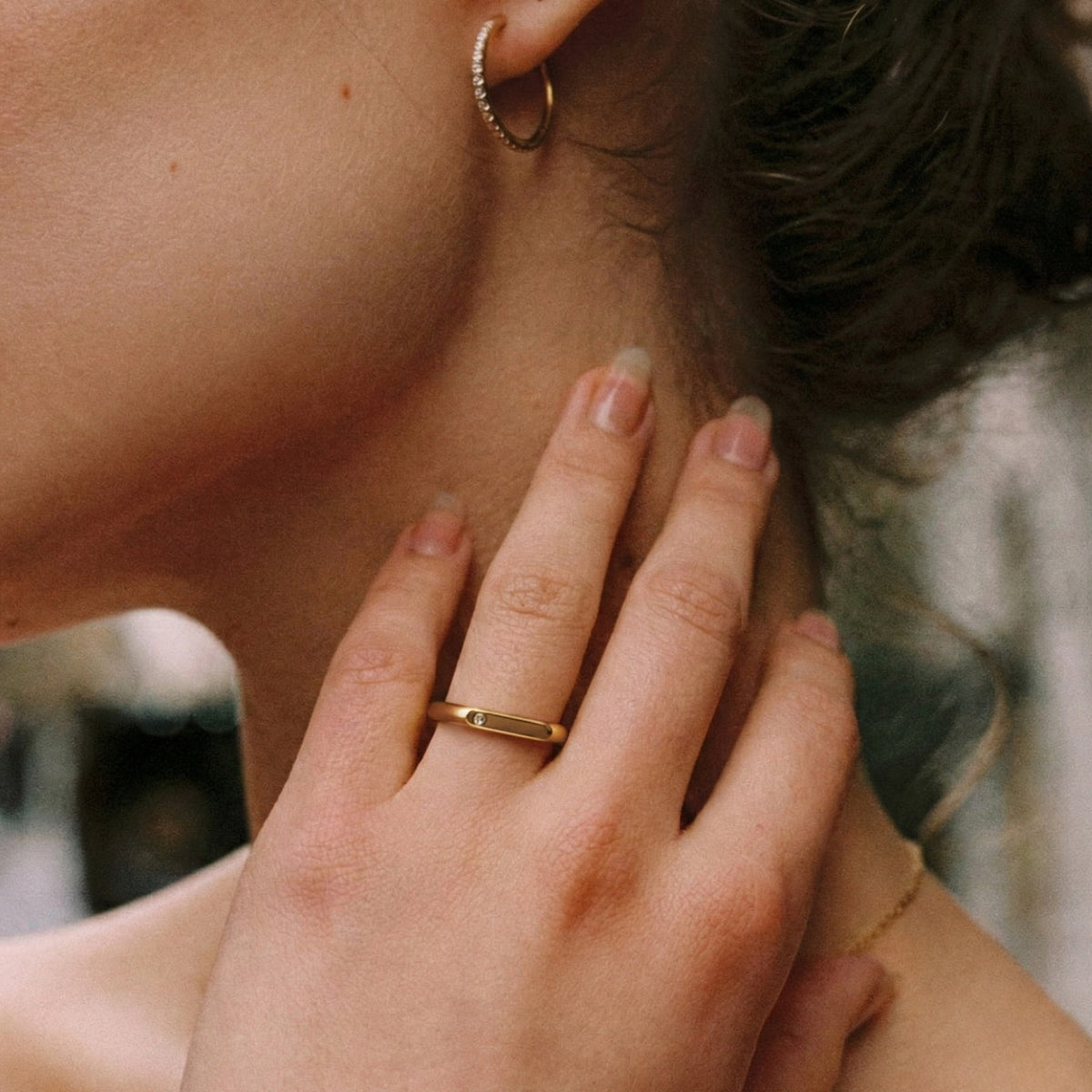 Single White Zircon Bar Ring, Steel — Lumi