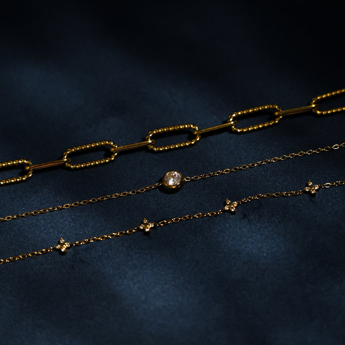 Quatrefoil Zircon Station Bracelet, Steel