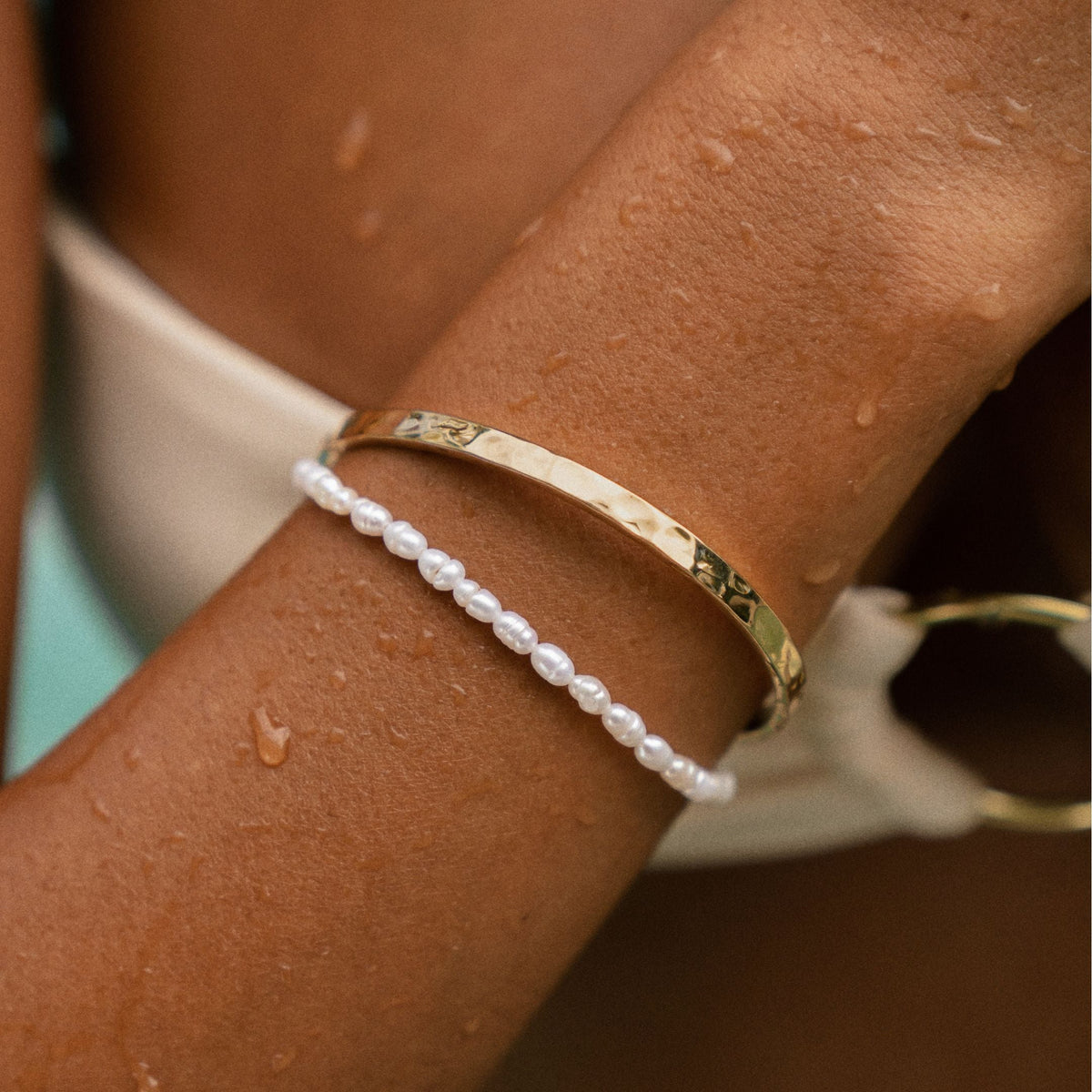 Freshwater Pearl Bracelet, 16–20 cm, Steel