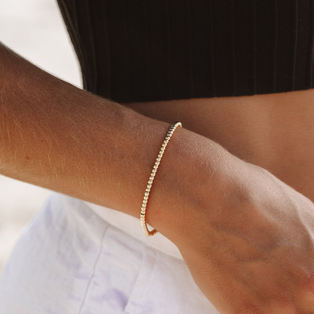 Metal Bead Bracelet, 3 mm × 16 cm