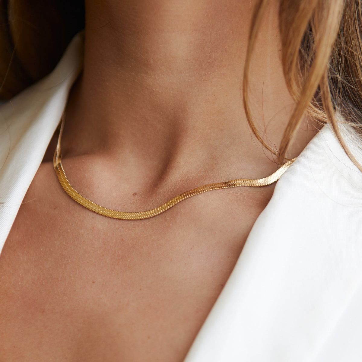 Herringbone Choker, 4 mm, 39–44 cm — Kauai