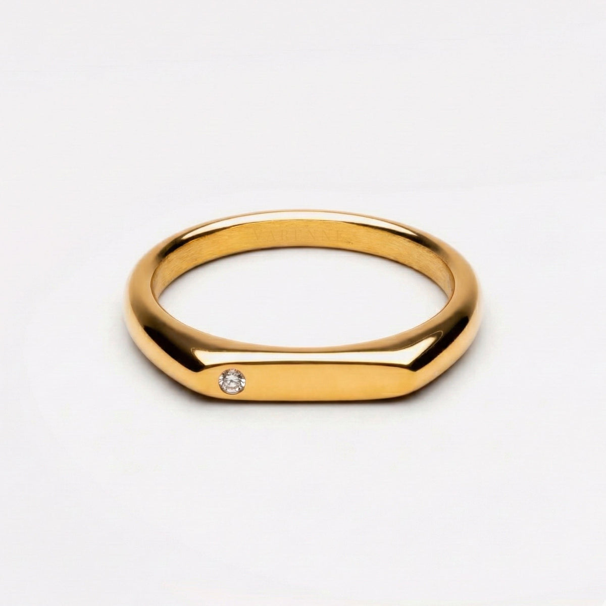 Single White Zircon Bar Ring, Steel — Lumi