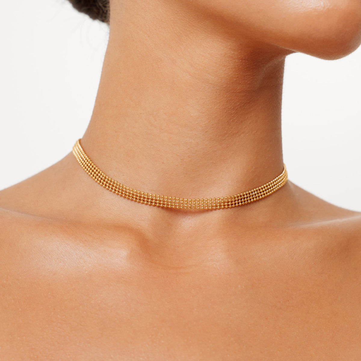 Mesh Choker Necklace, 6 mm, 18K Gold PVD Steel
